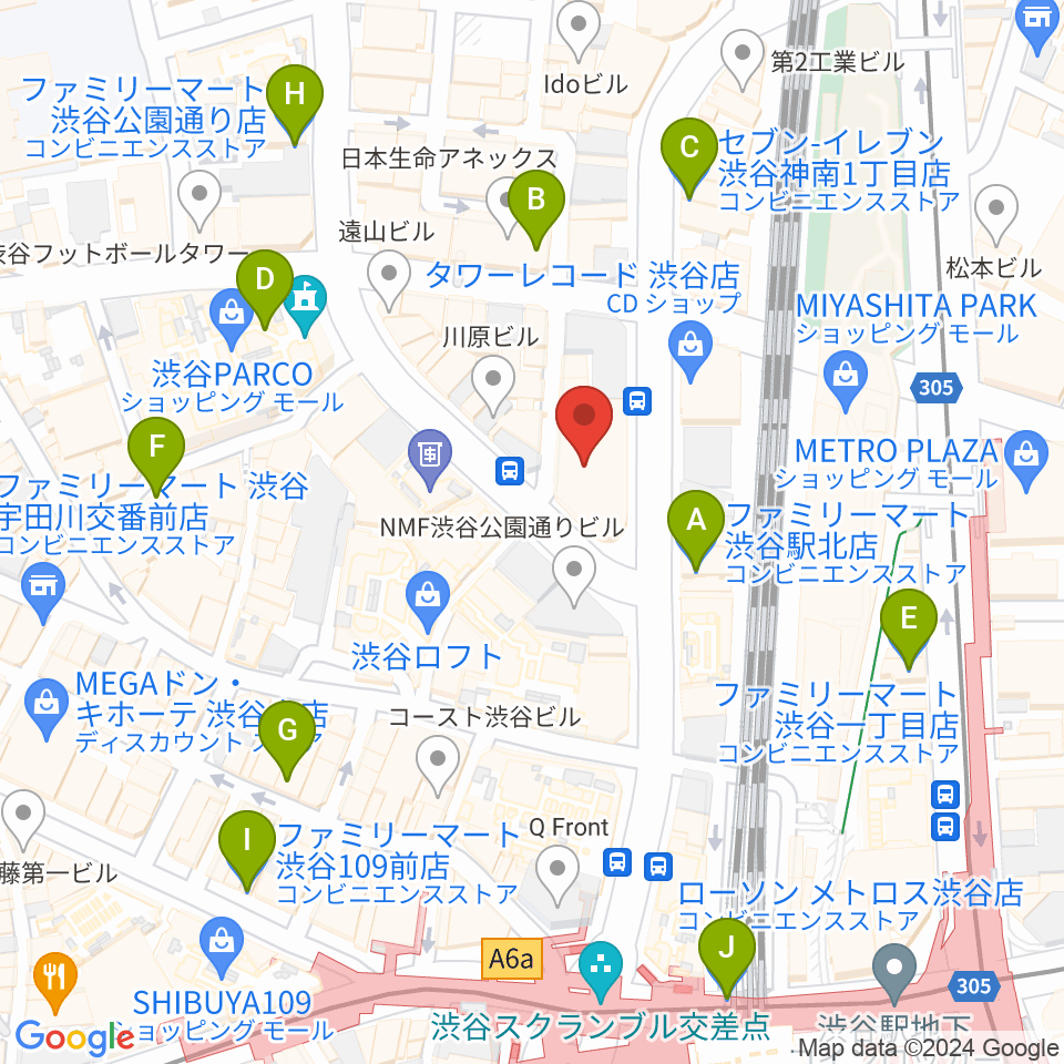 HMV&BOOKS SHIBUYA周辺のコンビニエンスストア一覧地図