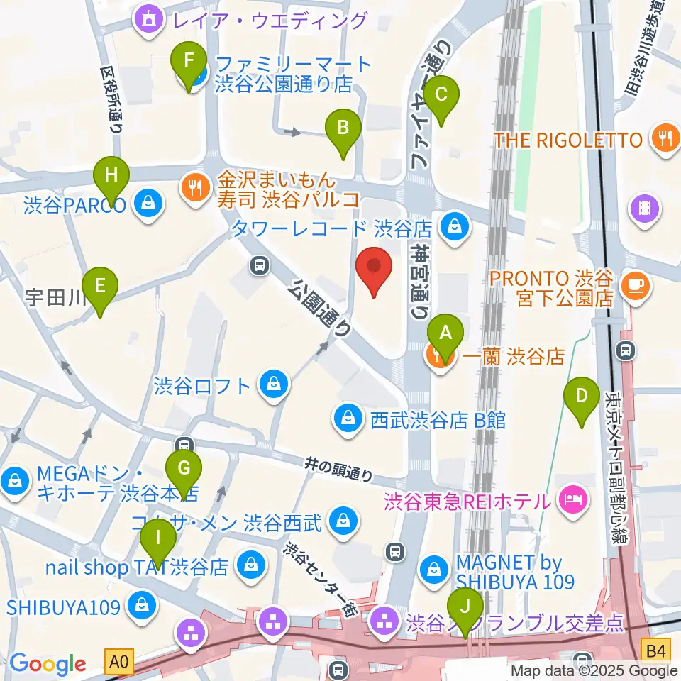 HMV&BOOKS SHIBUYA周辺のコンビニエンスストア一覧地図