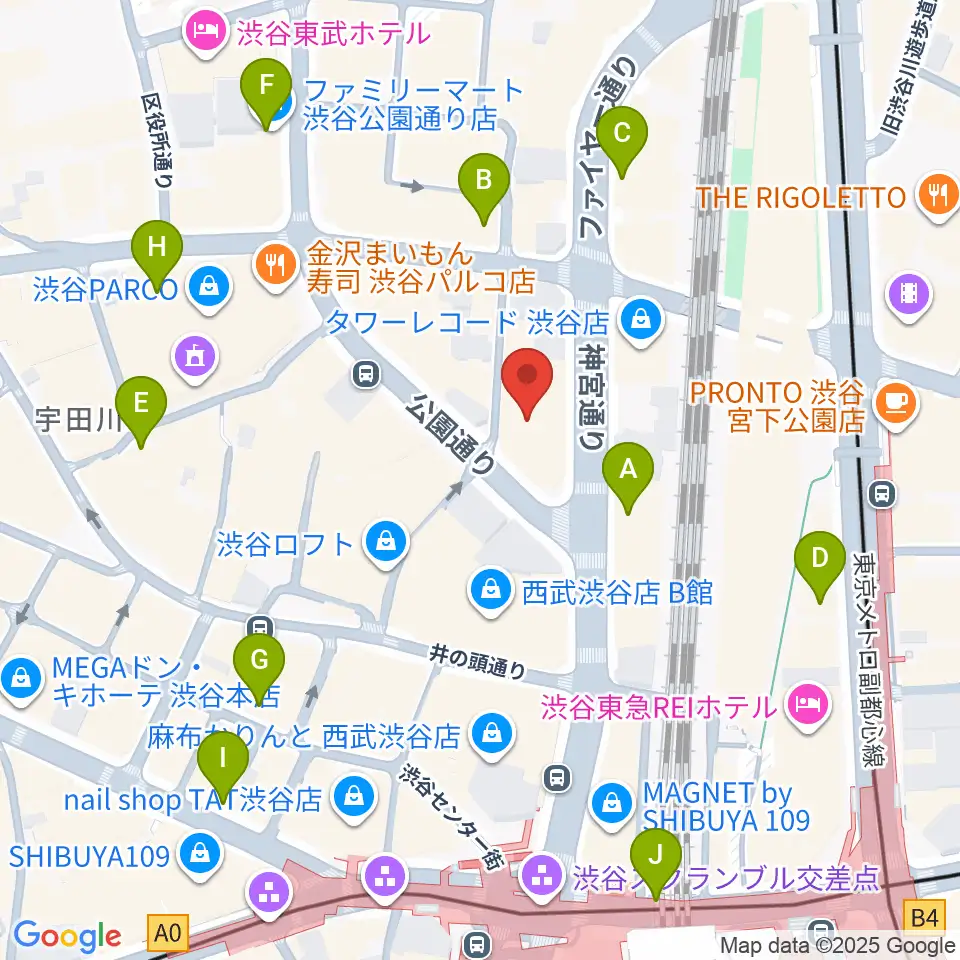 HMV&BOOKS SHIBUYA周辺のコンビニエンスストア一覧地図