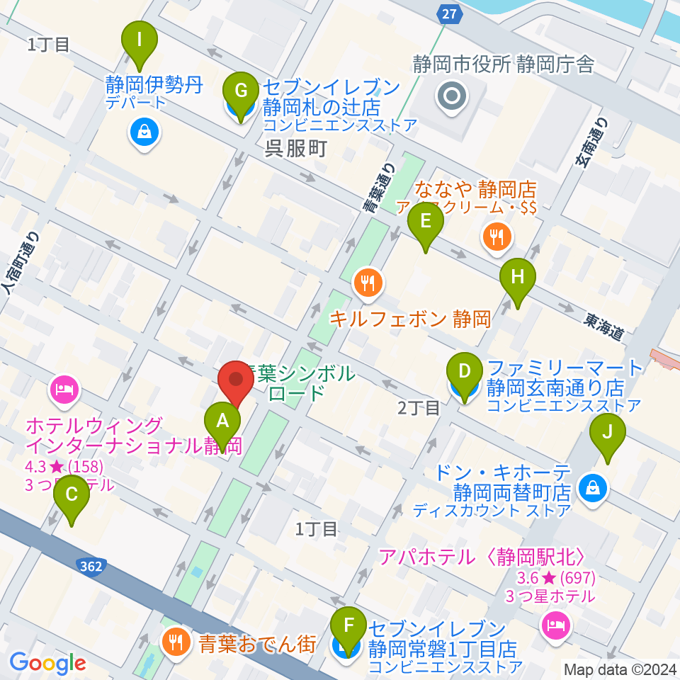 江崎ホール周辺のコンビニエンスストア一覧地図