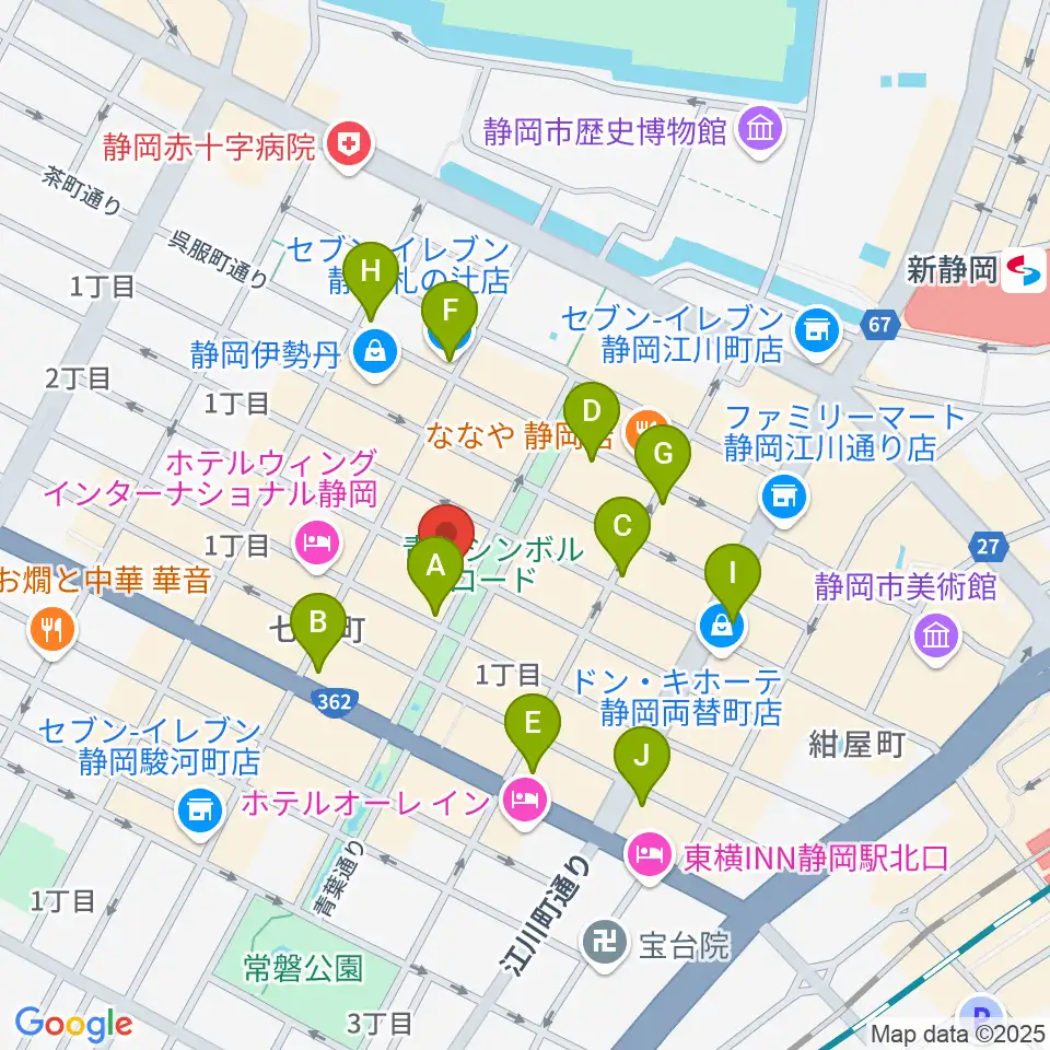 江崎ホール周辺のコンビニエンスストア一覧地図