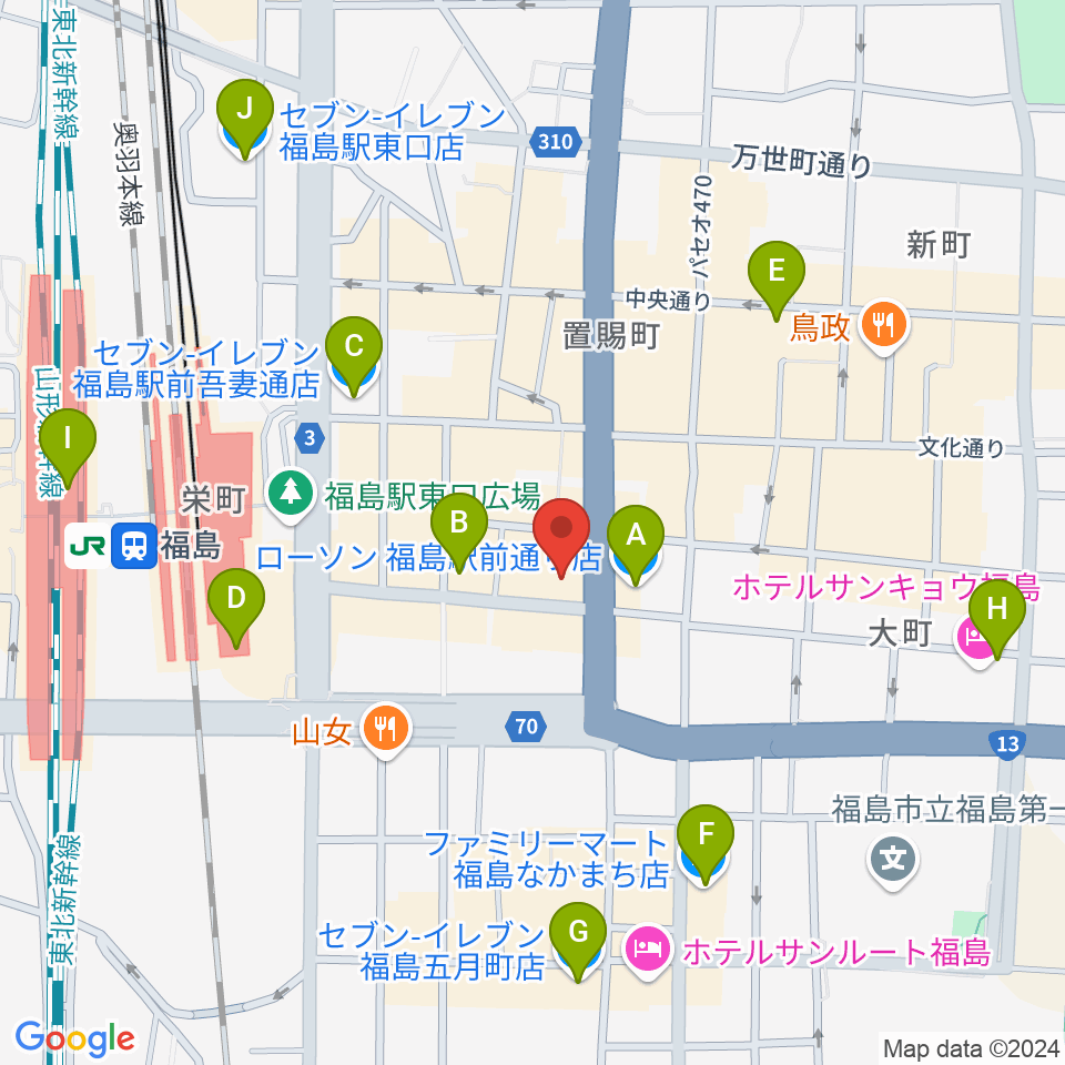 ユー・ワンミュージック周辺のコンビニエンスストア一覧地図