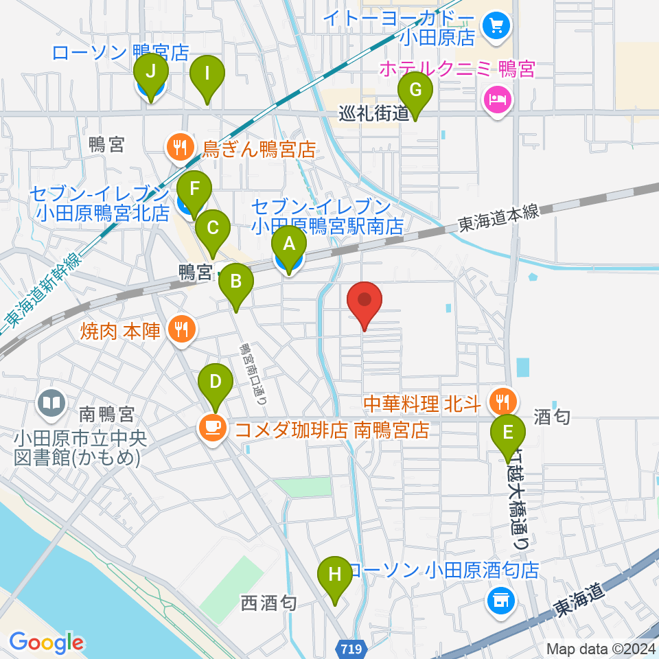 小田原姿麗人周辺のコンビニエンスストア一覧地図