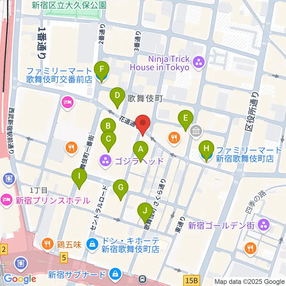 新宿ロフト周辺のコンビニエンスストア一覧地図