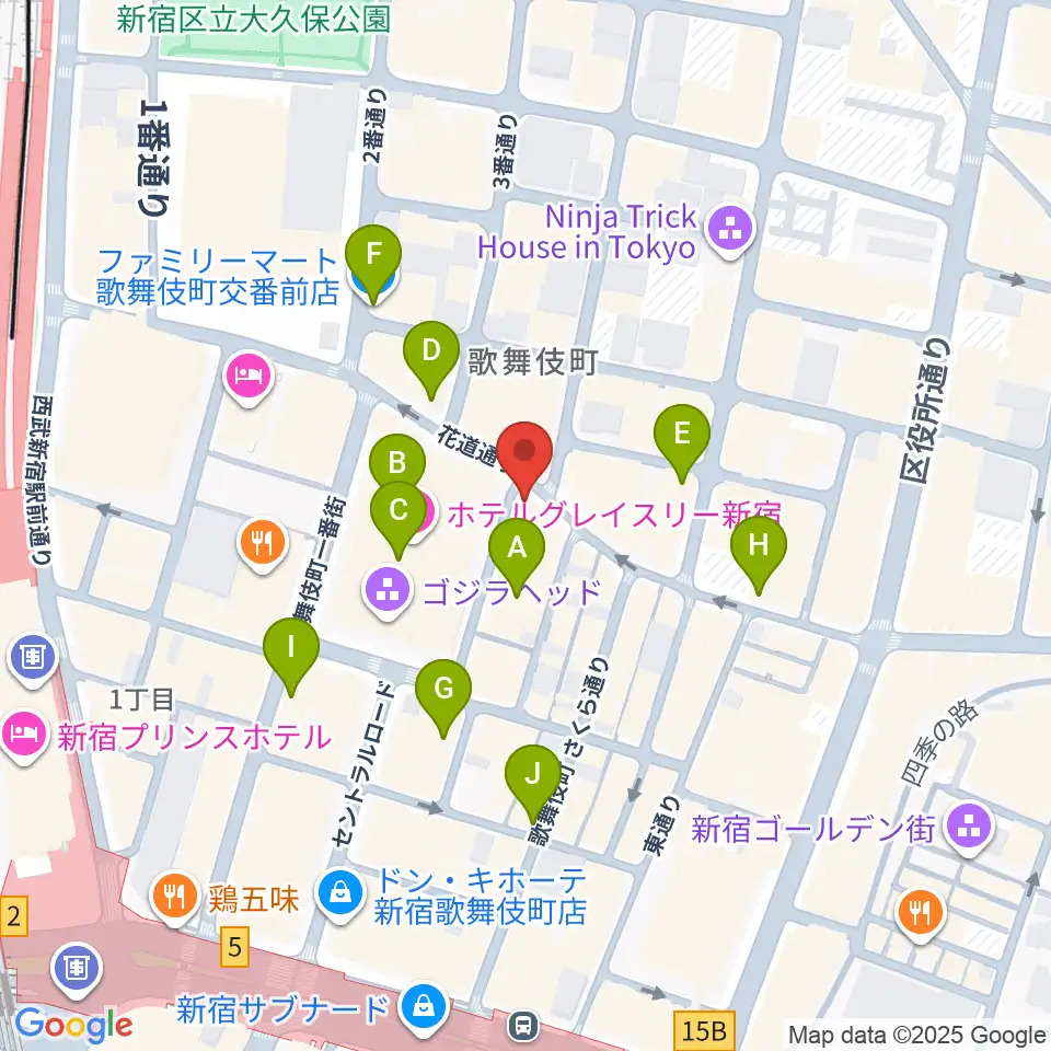 新宿ロフト周辺のコンビニエンスストア一覧地図