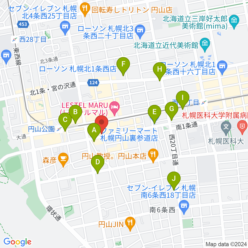 札幌リボルバー909周辺のコンビニエンスストア一覧地図