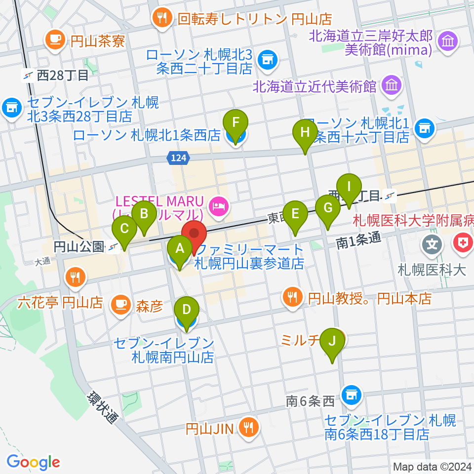 札幌リボルバー909周辺のコンビニエンスストア一覧地図