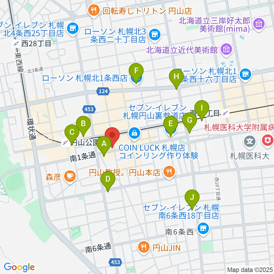 札幌リボルバー909周辺のコンビニエンスストア一覧地図