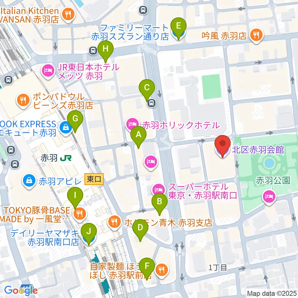 赤羽会館周辺のコンビニエンスストア一覧地図