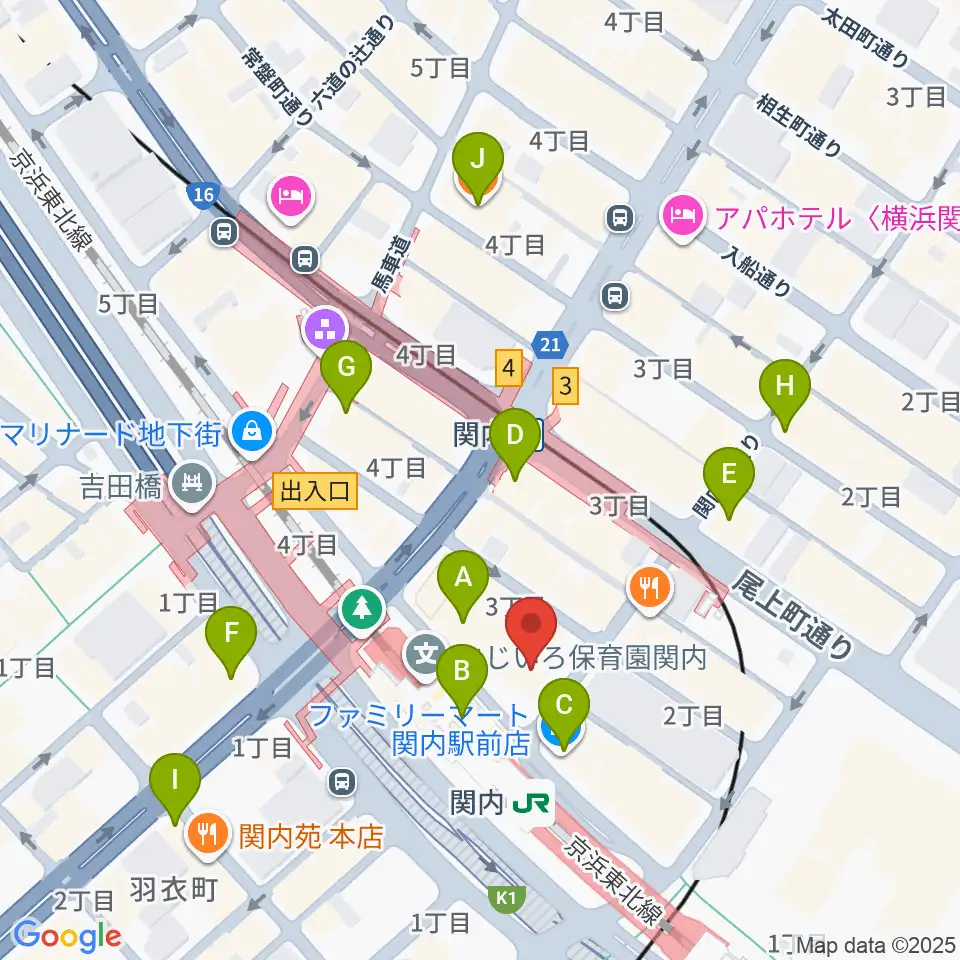 横浜B.B.STREET周辺のコンビニエンスストア一覧地図