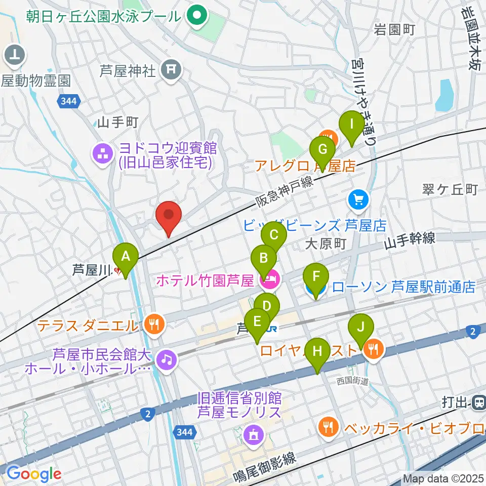 芦屋サロン・クラシック周辺のコンビニエンスストア一覧地図