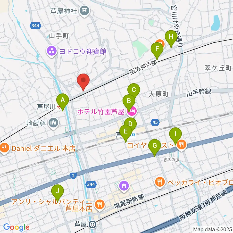 芦屋サロン・クラシック周辺のコンビニエンスストア一覧地図