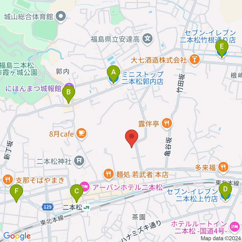 二本松市コンサートホール周辺のコンビニエンスストア一覧地図