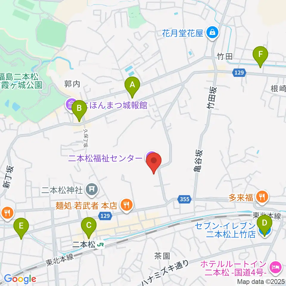 二本松市コンサートホール周辺のコンビニエンスストア一覧地図