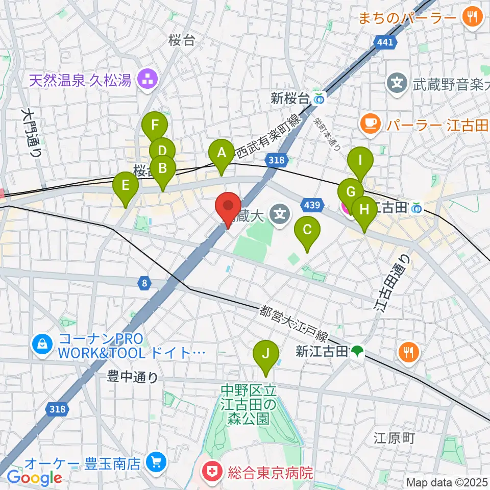 トーン音楽教室 練馬桜台校周辺のコンビニエンスストア一覧地図