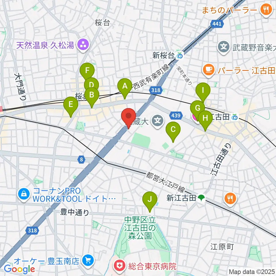 トーン音楽教室 練馬桜台校周辺のコンビニエンスストア一覧地図