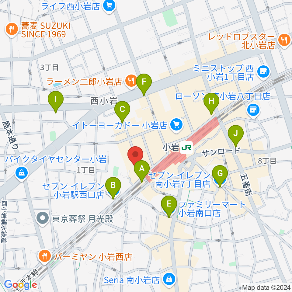 音楽教室ミュージックベア小岩校周辺のコンビニエンスストア一覧地図