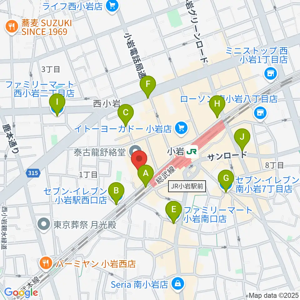 音楽教室ミュージックベア小岩校周辺のコンビニエンスストア一覧地図