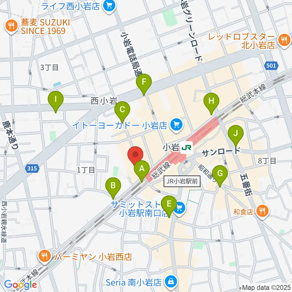 音楽教室ミュージックベア小岩校周辺のコンビニエンスストア一覧地図