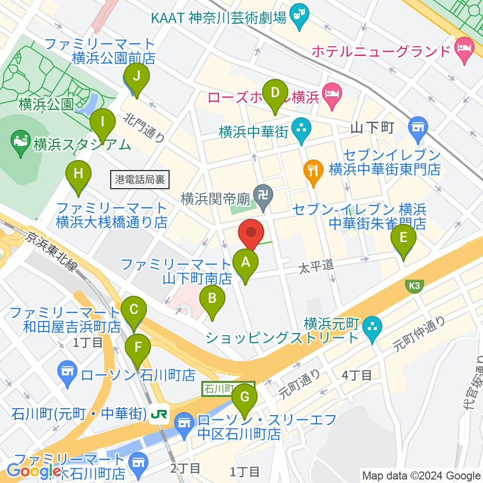 横浜F.A.D周辺のコンビニエンスストア一覧地図