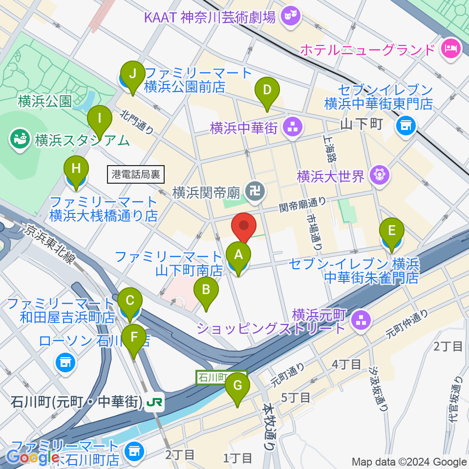 横浜F.A.D周辺のコンビニエンスストア一覧地図