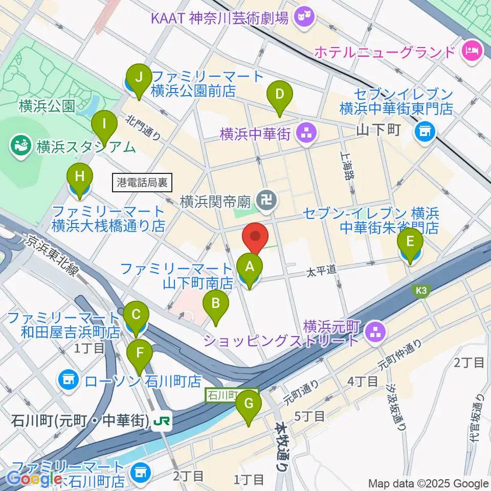 横浜F.A.D周辺のコンビニエンスストア一覧地図