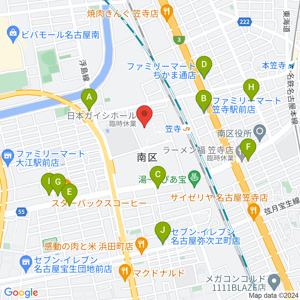 日本ガイシホール周辺のコンビニエンスストア一覧地図