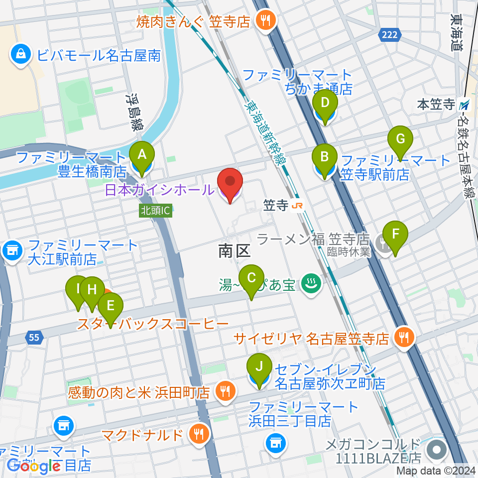 日本ガイシホール周辺のコンビニエンスストア一覧地図