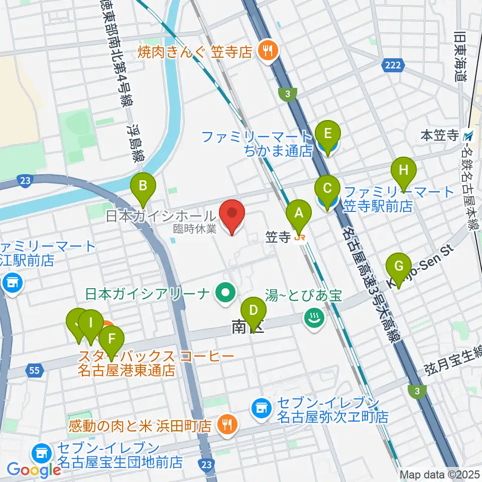 日本ガイシホール周辺のコンビニエンスストア一覧地図