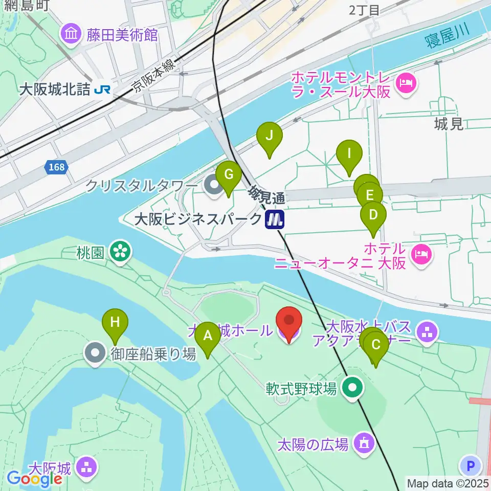 大阪城ホール周辺のコンビニエンスストア一覧地図