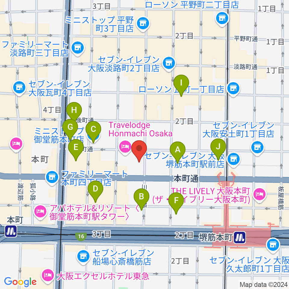 スプートニクギタースクール周辺のコンビニエンスストア一覧地図