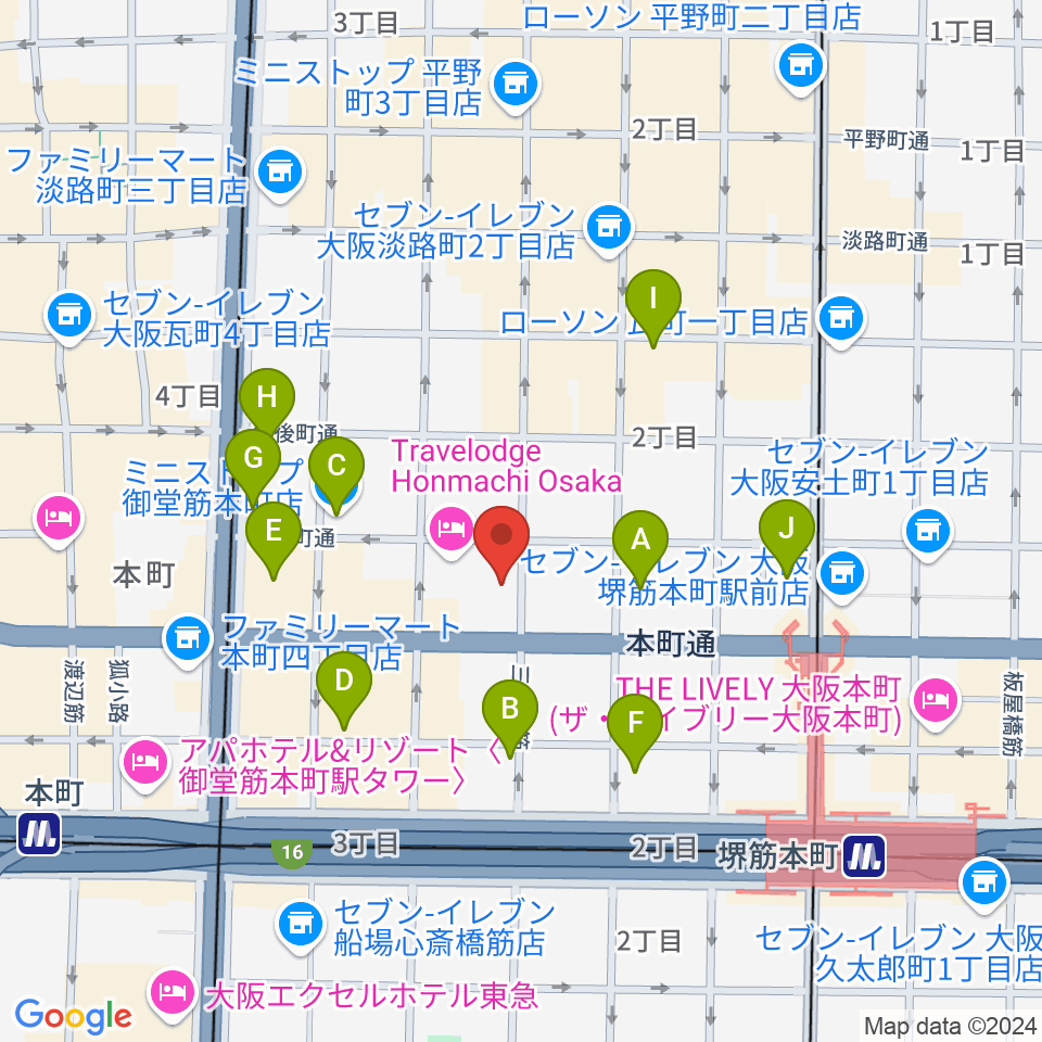 スプートニクギタースクール周辺のコンビニエンスストア一覧地図