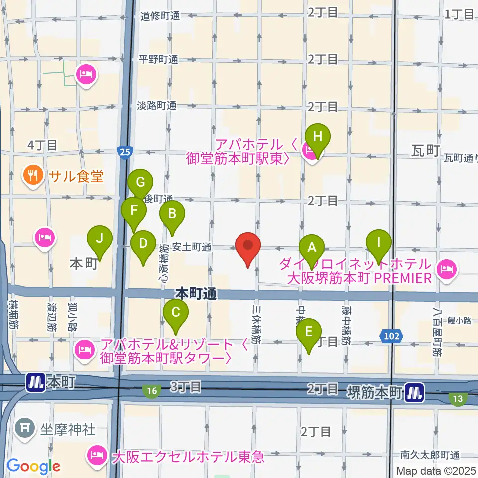 スプートニクギタースクール周辺のコンビニエンスストア一覧地図