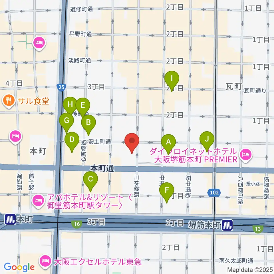 スプートニクギタースクール周辺のコンビニエンスストア一覧地図