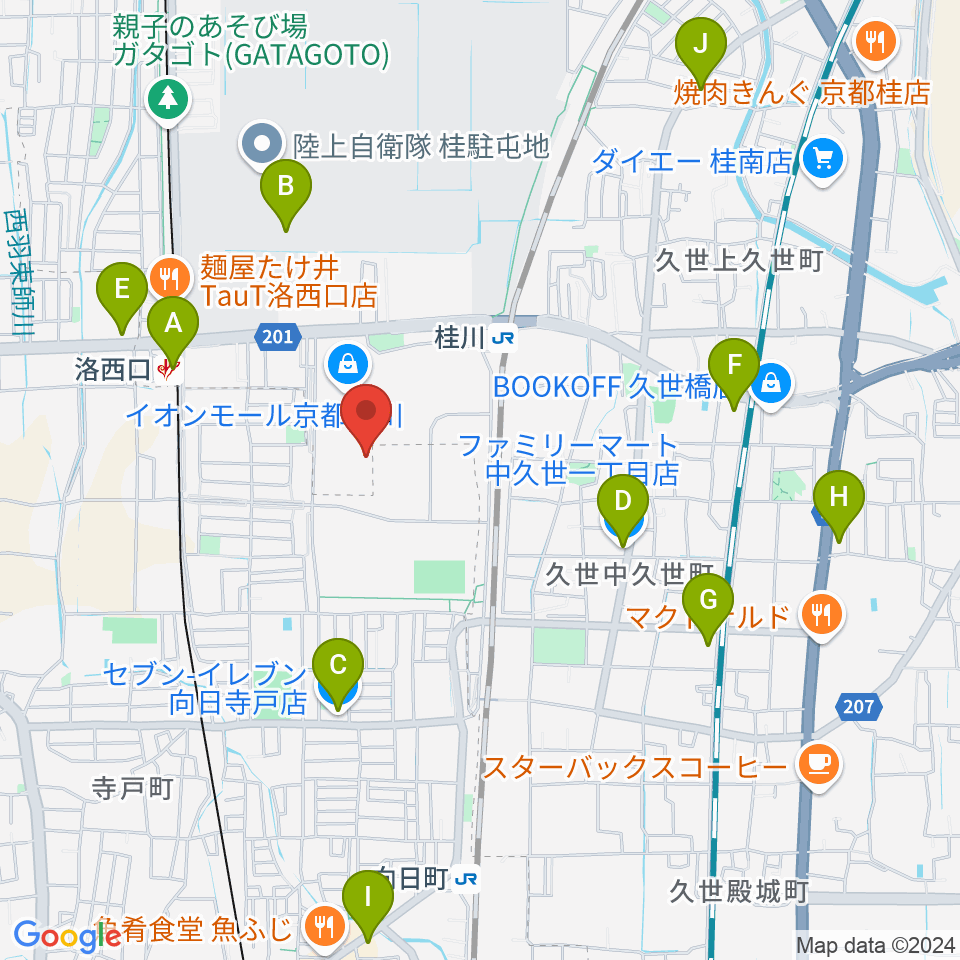 島村楽器イオンモール京都桂川店周辺のコンビニエンスストア一覧地図