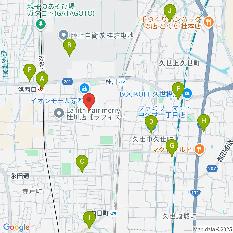 島村楽器イオンモール京都桂川店周辺のコンビニエンスストア一覧地図