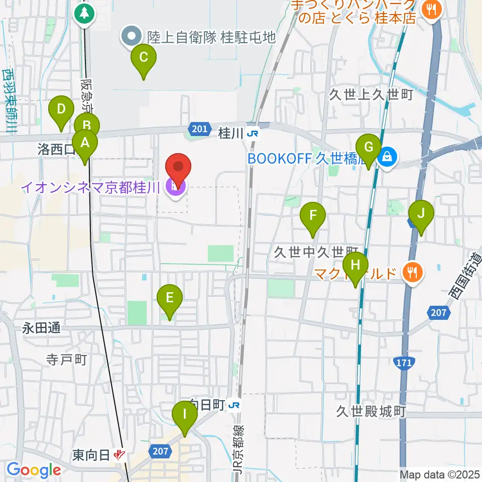島村楽器イオンモール京都桂川店周辺のコンビニエンスストア一覧地図