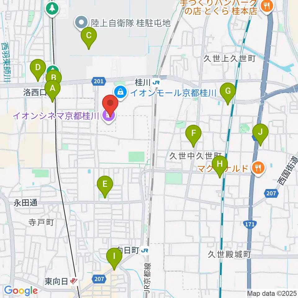 島村楽器イオンモール京都桂川店周辺のコンビニエンスストア一覧地図