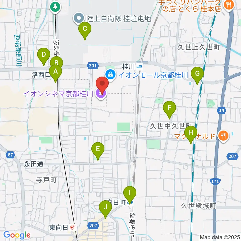 島村楽器イオンモール京都桂川店周辺のコンビニエンスストア一覧地図