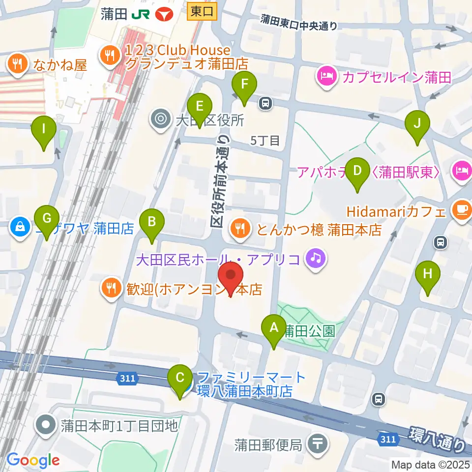 蒲田ニューエイト周辺のコンビニエンスストア一覧地図