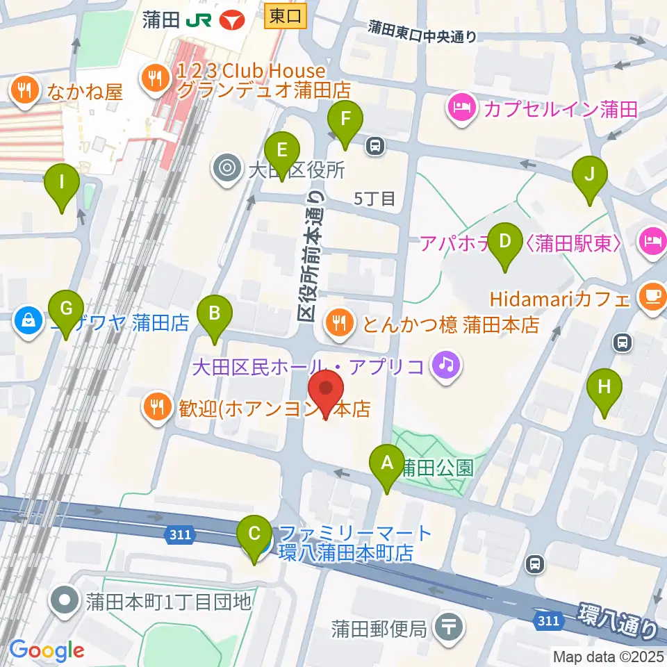 蒲田ニューエイト周辺のコンビニエンスストア一覧地図