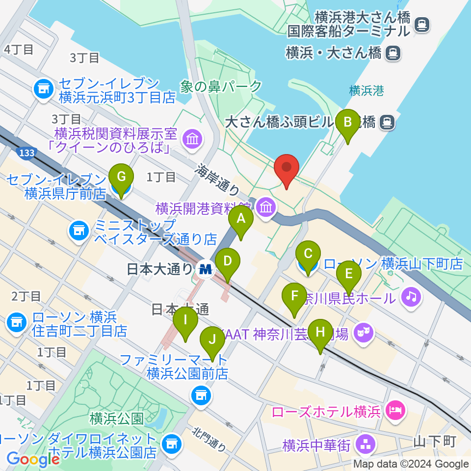 波止場会館周辺のコンビニエンスストア一覧地図