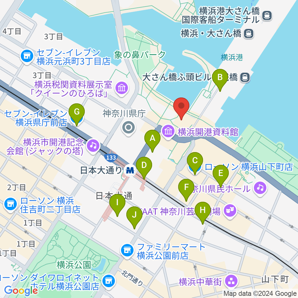 波止場会館周辺のコンビニエンスストア一覧地図