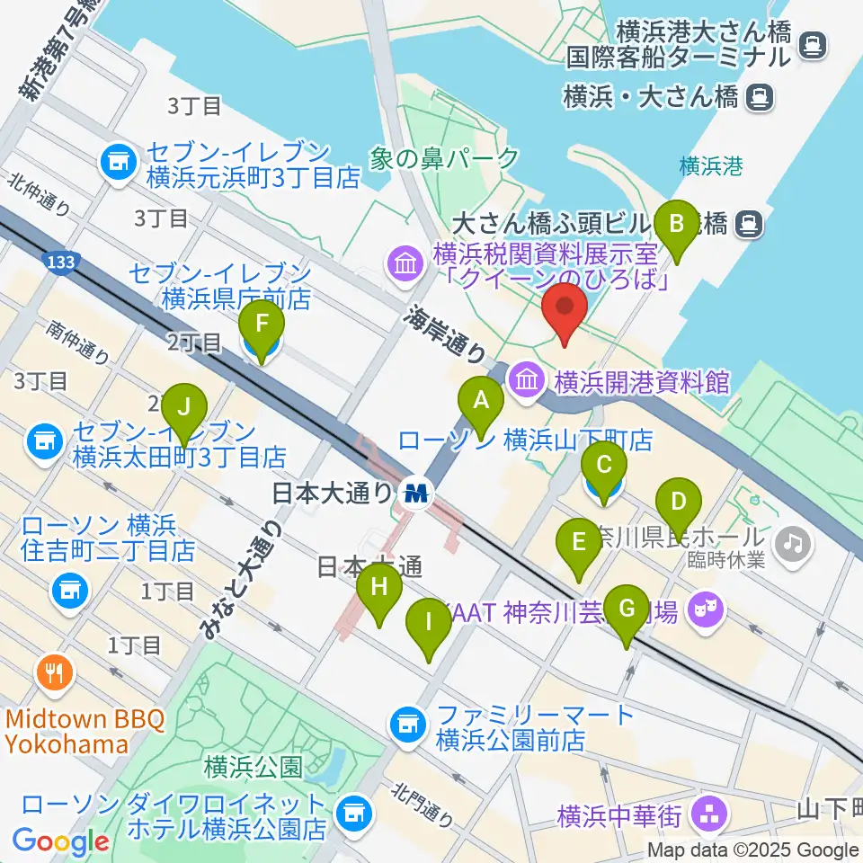 波止場会館周辺のコンビニエンスストア一覧地図