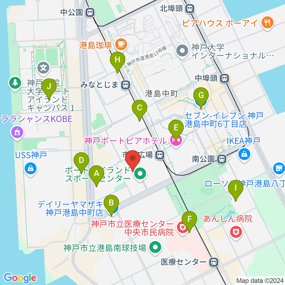 神戸ワールド記念ホール周辺のコンビニエンスストア一覧地図