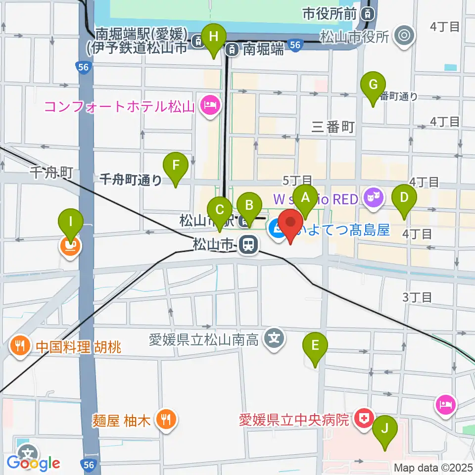 いよてつ高島屋9F ローズホール周辺のコンビニエンスストア一覧地図