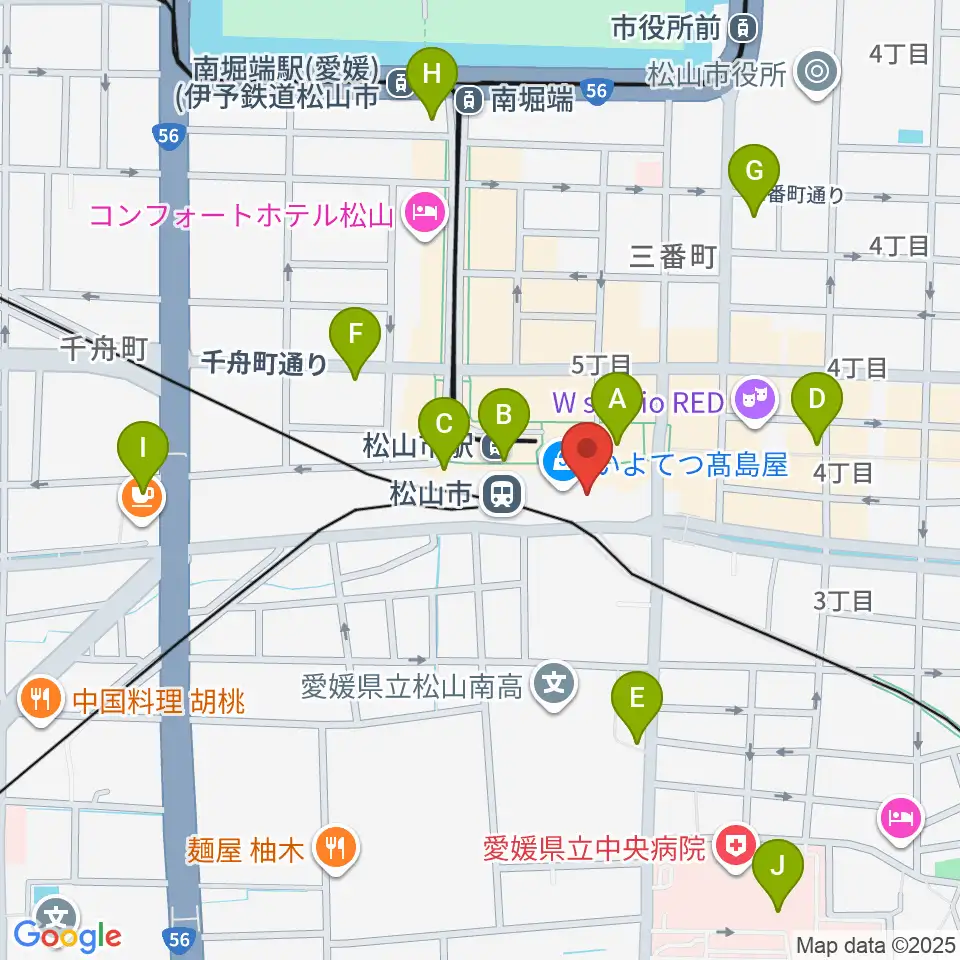 いよてつ高島屋9F ローズホール周辺のコンビニエンスストア一覧地図