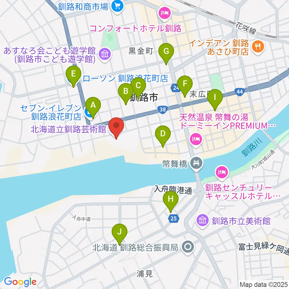 北海道立釧路芸術館 アートホール周辺のコンビニエンスストア一覧地図