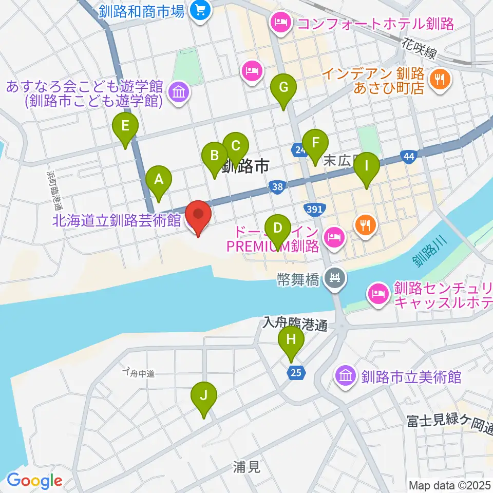 北海道立釧路芸術館 アートホール周辺のコンビニエンスストア一覧地図