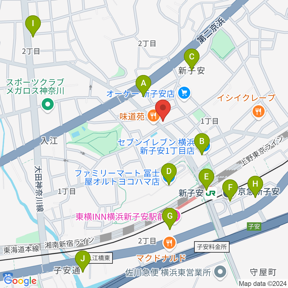 新子安ミュージックスペースグレコ周辺のコンビニエンスストア一覧地図